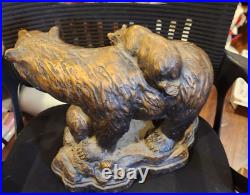 J. M Fleming Big Sky Carvers Vintage Sculpture Bear and her Cubs 12 x 12 Art