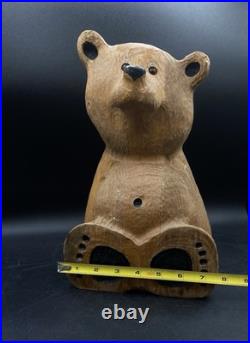 Jeff Fleming 12 Seated Bear BSC Wood Carving by Big Sky Carvers Amber Eyes