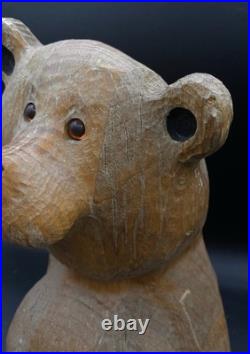 Jeff Fleming 12 Seated Bear BSC Wood Carving by Big Sky Carvers Amber Eyes