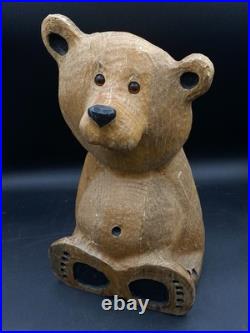 Jeff Fleming 12 Seated Bear BSC Wood Carving by Big Sky Carvers Amber Eyes