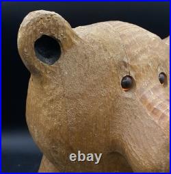 Jeff Fleming 12 Seated Bear BSC Wood Carving by Big Sky Carvers Amber Eyes