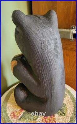 Jeff Fleming 15 Black Bear with Trout Handcarved Sculpture By Big Sky Carvers