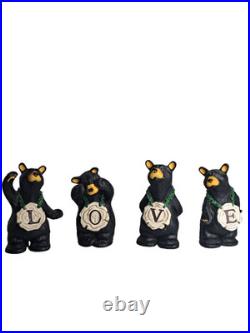 Jeff Fleming BEARFOOTS L O V E Love Line 4 Bear Resin 4 Figurine Set RARE
