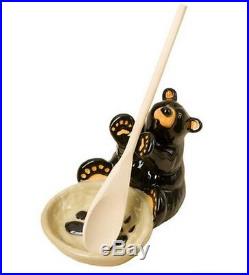 Jeff Fleming BearFoots Bear Ceramic Spoon Holder Set by Big Sky Carvers