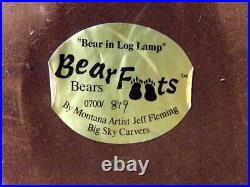 Jeff Fleming Bear Foots Bear in the Log Lamp