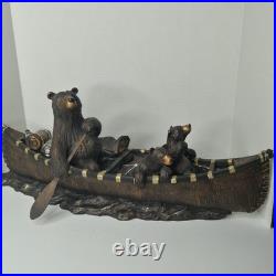 Jeff Fleming Bearfoots Canoe Trip Sculpture Big Sky Carvers Large 22 Retired