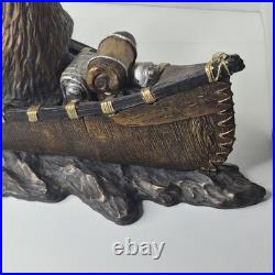 Jeff Fleming Bearfoots Canoe Trip Sculpture Big Sky Carvers Large 22 Retired