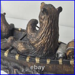 Jeff Fleming Bearfoots Canoe Trip Sculpture Big Sky Carvers Large 22 Retired