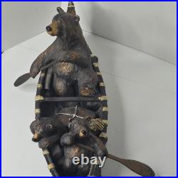 Jeff Fleming Bearfoots Canoe Trip Sculpture Big Sky Carvers Large 22 Retired