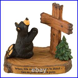 Jeff Fleming Bearfoots Praying Bear With Cross Figurine Big Sky Carvers New