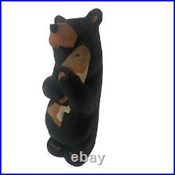 Jeff Fleming Big Sky Bears Wood Carving Bear Fish Sculpture 12