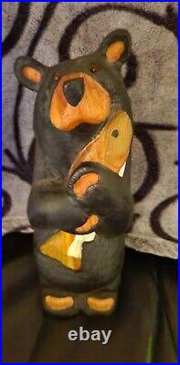 Jeff Fleming Big Sky Carver's Bear & Trout Wooden Carved 11 3/4 Vintage Retired