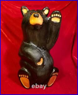 Jeff Fleming Big Sky Carvers BLACK BEAR Waving 13 Wood Carving Art EUC Rare Jeff Fleming Big Sky Carvers BLACK BEAR Waving 13 Wood Carving Art EUC Rare