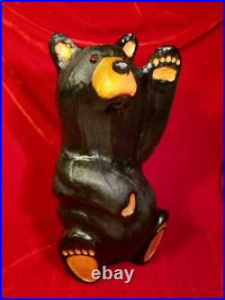 Jeff Fleming Big Sky Carvers BLACK BEAR Waving 13 Wood Carving Art EUC Rare Jeff Fleming Big Sky Carvers BLACK BEAR Waving 13 Wood Carving Art EUC Rare