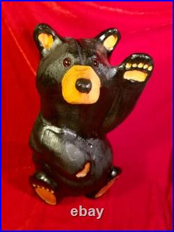 Jeff Fleming Big Sky Carvers BLACK BEAR Waving 13 Wood Carving Art EUC Rare Jeff Fleming Big Sky Carvers BLACK BEAR Waving 13 Wood Carving Art EUC Rare