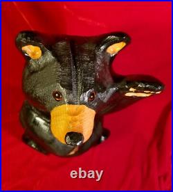 Jeff Fleming Big Sky Carvers BLACK BEAR Waving 13 Wood Carving Art EUC Rare Jeff Fleming Big Sky Carvers BLACK BEAR Waving 13 Wood Carving Art EUC Rare