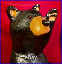 Jeff Fleming Big Sky Carvers BLACK BEAR Waving 13 Wood Carving Art EUC Rare Jeff Fleming Big Sky Carvers BLACK BEAR Waving 13 Wood Carving Art EUC Rare