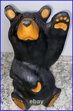 Jeff Fleming Big Sky Carvers Black Bear Waving 12 1/2Solid Wood Carving Art EUC