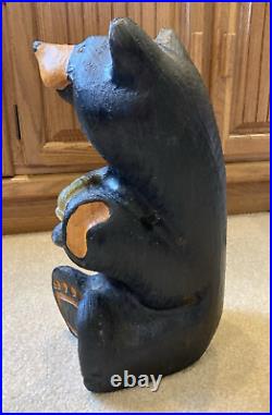 Jeff Fleming Big Sky Carvers Black Bear With Trout 15 Solid Wood Carving Art