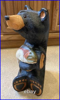 Jeff Fleming Big Sky Carvers Black Bear With Trout 15 Solid Wood Carving Art