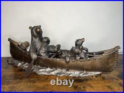 Jeff Fleming Big Sky Carvers Canoe Trip Bear Sculpture LARGE / HEAVY 23 W