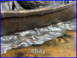 Jeff Fleming Big Sky Carvers Canoe Trip Bear Sculpture LARGE / HEAVY 23 W