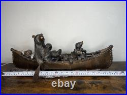 Jeff Fleming Big Sky Carvers Canoe Trip Bear Sculpture LARGE / HEAVY 23 W