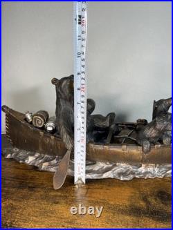 Jeff Fleming Big Sky Carvers Canoe Trip Bear Sculpture LARGE / HEAVY 23 W