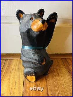 Jeff Fleming Big Sky Carvers Mikey Waving Bear Wood Black Bear Statue