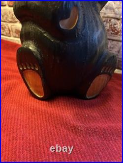 Jeff Fleming Big Sky Carvers Mikey Waving Bear Wood Black Bear Statue 12