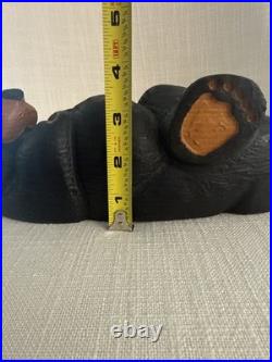 Jeff Fleming Big Sky Carvers Wood Black Bear Logan Bear Laying Down Lounging