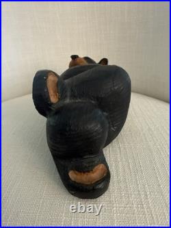Jeff Fleming Big Sky Carvers Wood Black Bear Logan Bear Laying Down Lounging