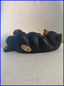 Jeff Fleming Big Sky Carvers Wood Black Bear Logan Bear Laying Down Lounging