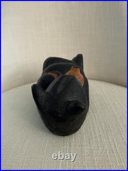 Jeff Fleming Big Sky Carvers Wood Black Bear Logan Bear Laying Down Lounging