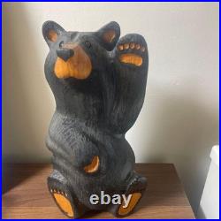 Jeff Fleming Big Sky Hand Carved Wooden Bear Sculpture Antique