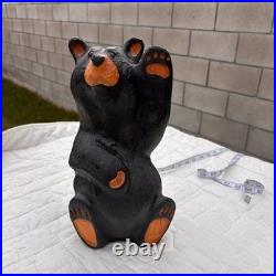 Jeff Fleming Big Sky Hand Carved Wooden Sculpture Waving Bear Paw Up 12.5
