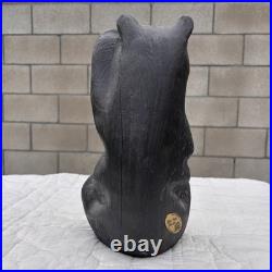 Jeff Fleming Big Sky Hand Carved Wooden Sculpture Waving Bear Paw Up 12.5