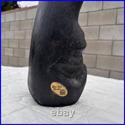 Jeff Fleming Big Sky Hand Carved Wooden Sculpture Waving Bear Paw Up 12.5