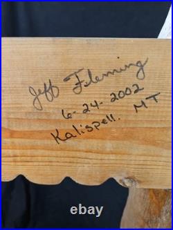Jeff Fleming Big Sky Montana Carved Totem Of Eagle Bear And Salmon Signed 2002