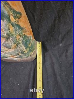 Jeff Fleming Big Sky Montana Carved Totem Of Eagle Bear And Salmon Signed 2002