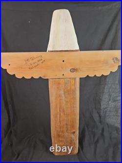 Jeff Fleming Big Sky Montana Carved Totem Of Eagle Bear And Salmon Signed 2002