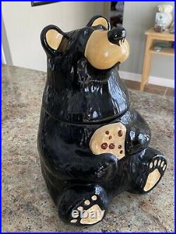 Jeff Fleming Black Bear Cookie Jar Big Sky Carvers Bear Foots Ceramic Lodge Deco