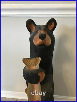 Jeff Fleming Carved Bear with Fish Lou Big Sky Carvers Bear Solid Wood 33 T