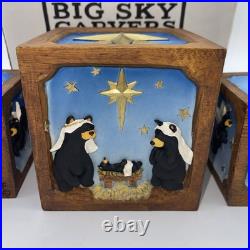 Jeff Fleming Christmas Nativity scene Figurine blocks cube (3) NIB Big Sky Rare Jeff Fleming Christmas Nativity scene Figurine blocks cube (3) NIB Big Sky Rare