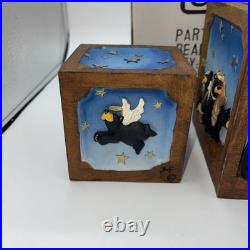 Jeff Fleming Christmas Nativity scene Figurine blocks cube (3) NIB Big Sky Rare Jeff Fleming Christmas Nativity scene Figurine blocks cube (3) NIB Big Sky Rare