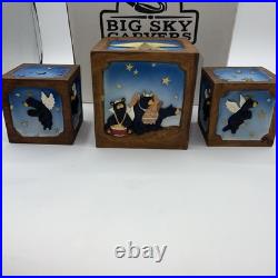 Jeff Fleming Christmas Nativity scene Figurine blocks cube (3) NIB Big Sky Rare Jeff Fleming Christmas Nativity scene Figurine blocks cube (3) NIB Big Sky Rare