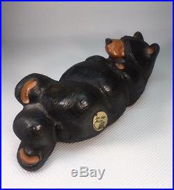 Jeff Fleming Signed Riley Bear Hand Carved Wood Big Sky Bears VG Condition
