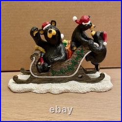 Jingle Bears BearFoots Figurine Sleigh Jeff Fleming Big Sky Carvers Christmas