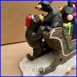Jingle Bears BearFoots Figurine Sleigh Jeff Fleming Big Sky Carvers Christmas