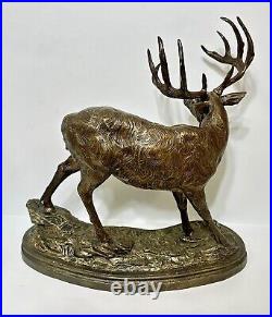 LAST GLANCE Whitetail Deer BUCK Statue Dick Idol Big Sky Carvers 2001 EUC